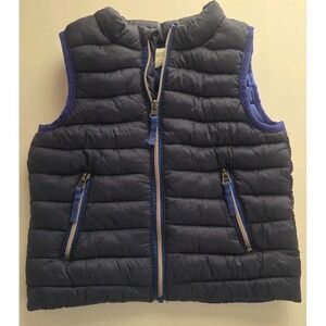 Gymboree Baby Puffer Vest Solid Blue Soft 100% Polyester Zip-Up Navy 6-12 Mo